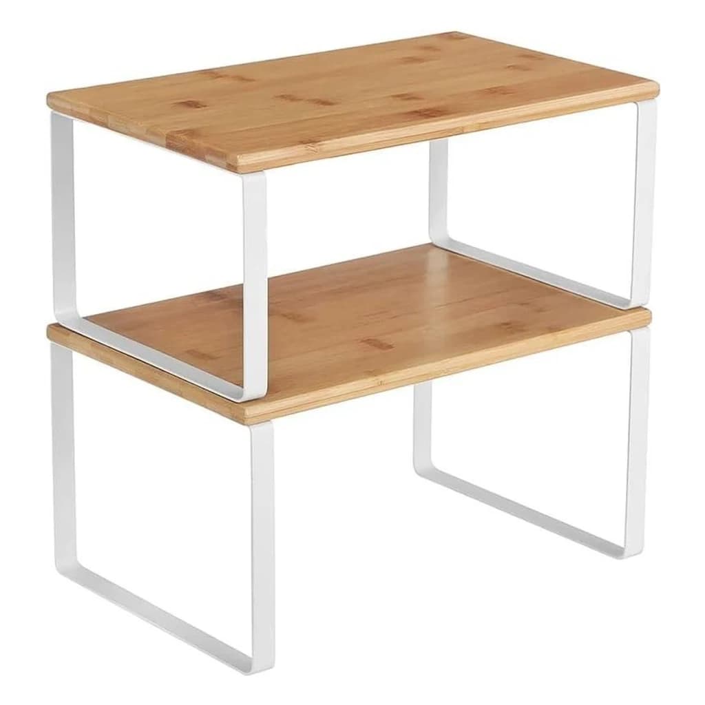Bamboo Two-Tier Cupboard Shelf Organiser