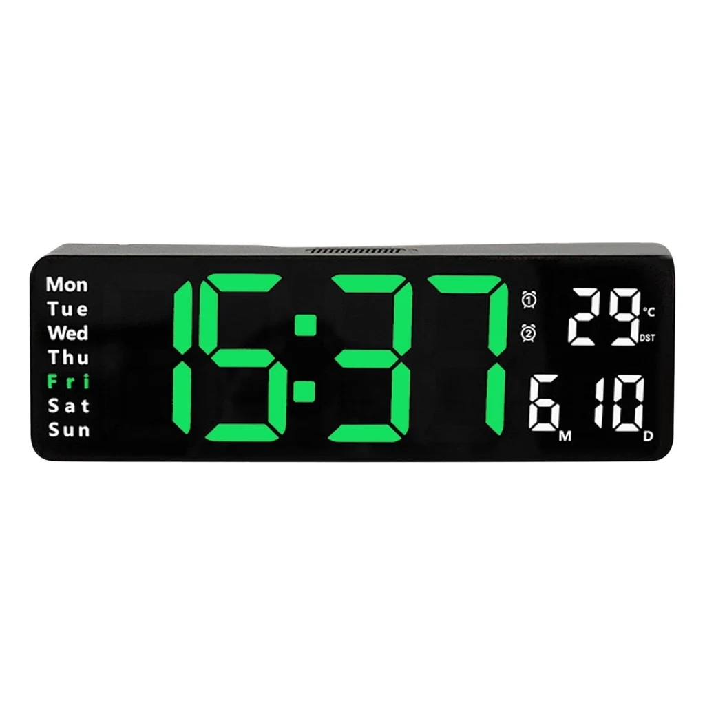 Digital Wall Clock with Date and Room Temperature
