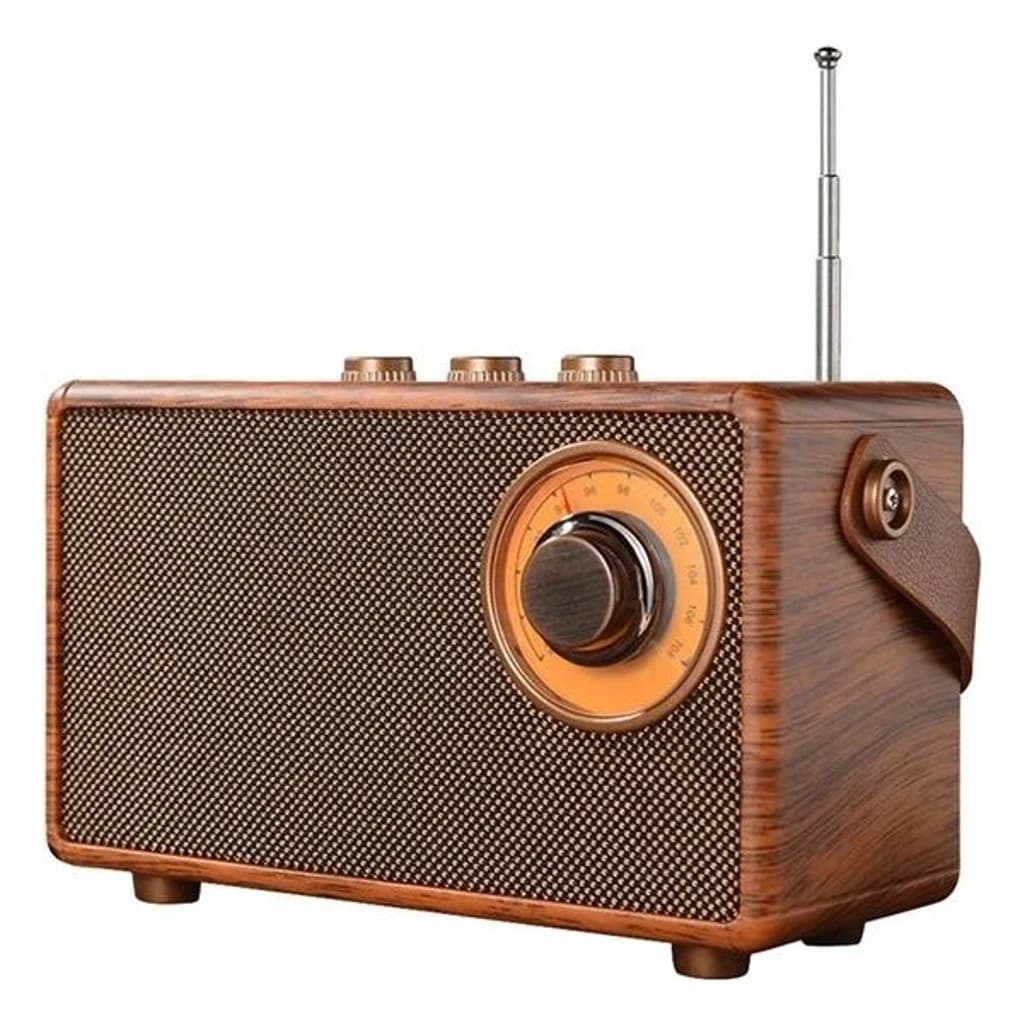 Walnut-Look Table Radio with FM and Bluetooth